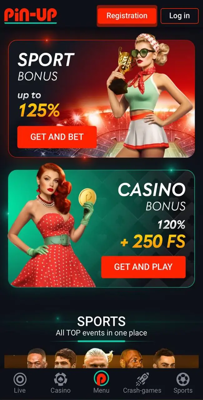 Интерфейс приложения Pin Up: простота и удобство Main screen.