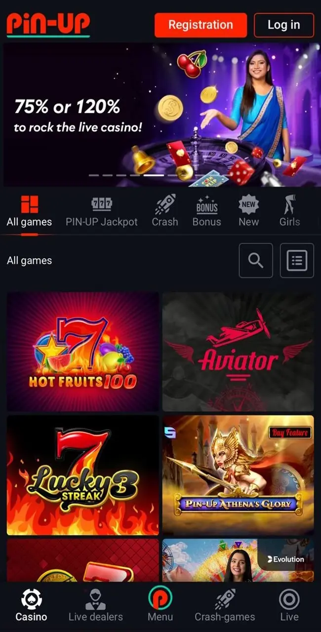 Интерфейс приложения Pin Up: простота и удобство Online Casino.